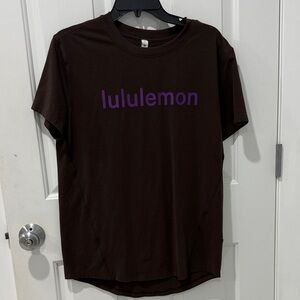 Lululemon Athletica Brown Tee with Purple Text